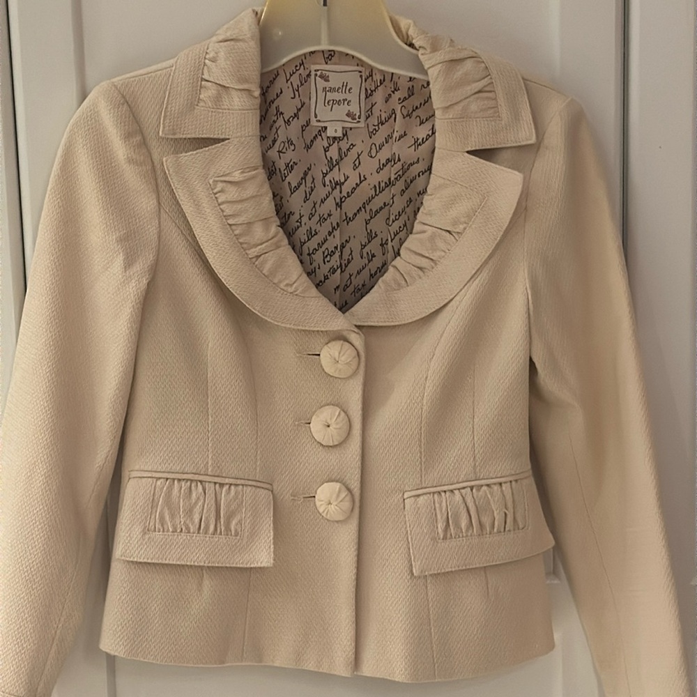 Nanette Lepore Ivory Cream Ruched Blazer ❣️  Size 0 ❣️  Rare Find